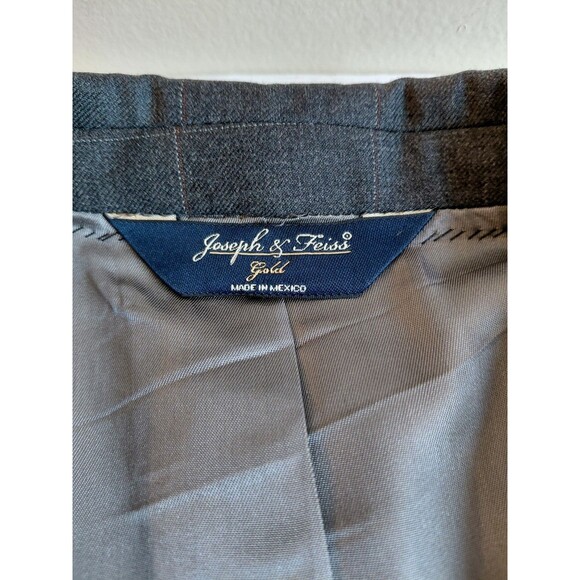 Joseph & Feiss Gray Cream Large Check Two-Button Blazer Size 46/41 100% Wool - Picture 3 of 7